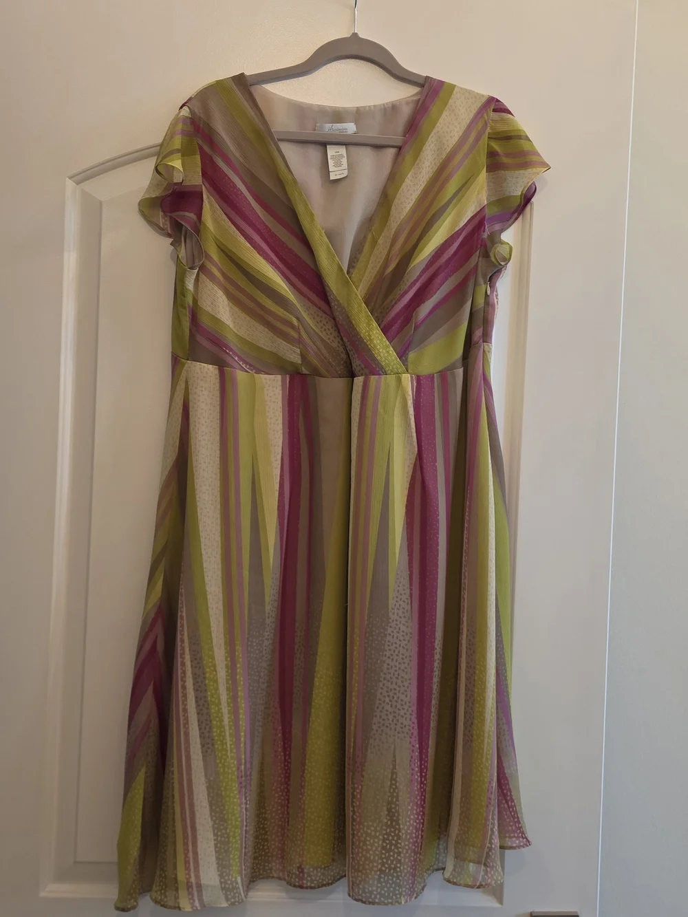 JH Collectibles Green and Pink Striped Midi Dress